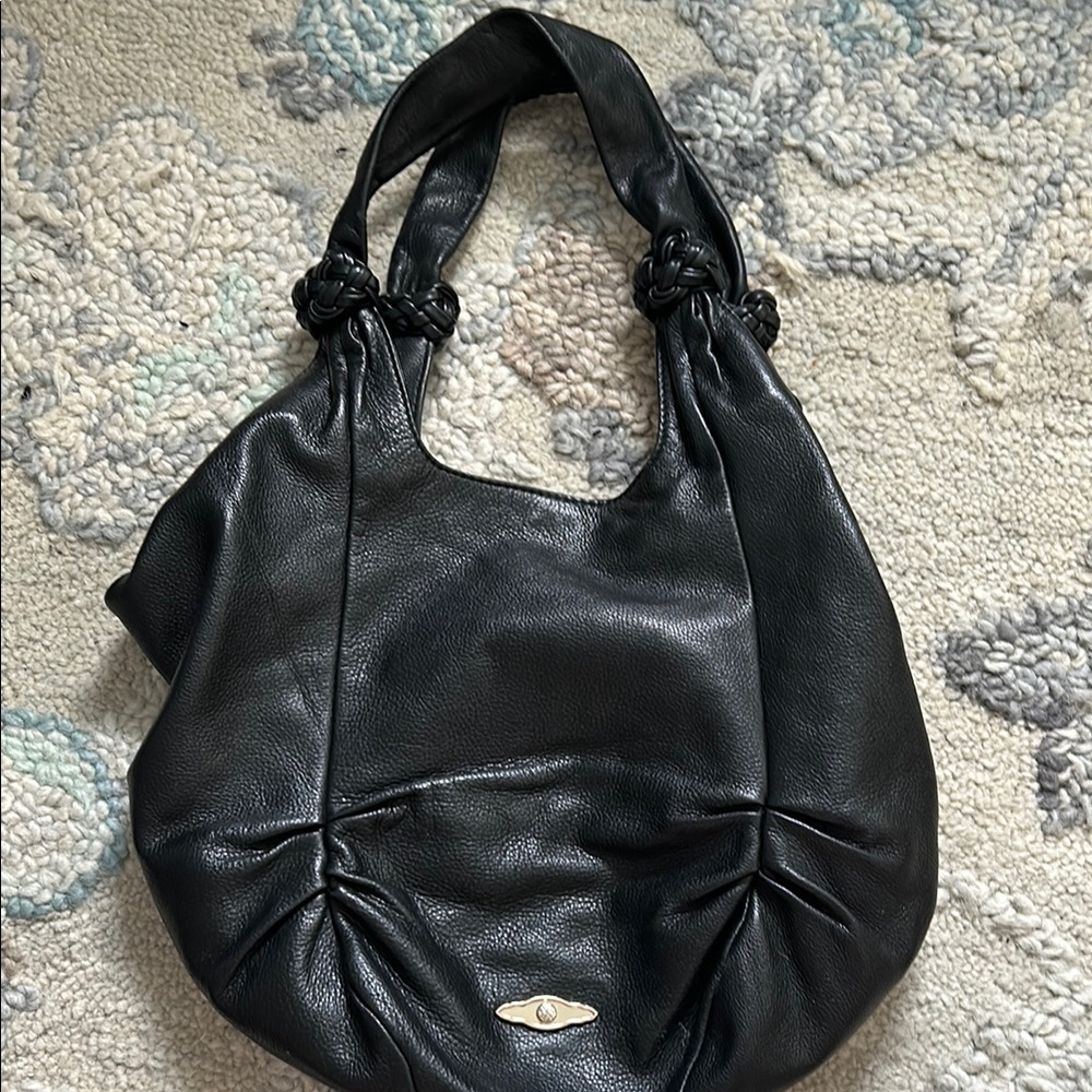 Elliott Lucca Black Hobo Bag with Ruched Detailing